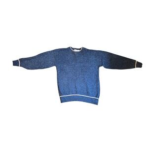 Vintage Palermo Mens Blue Marl Knit Crew Neck Sweater Made in USA Size Large